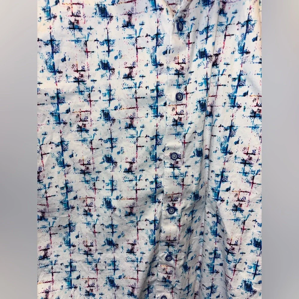 Robert Graham Shirt Mens L Cotton Short Sleeve Button Up